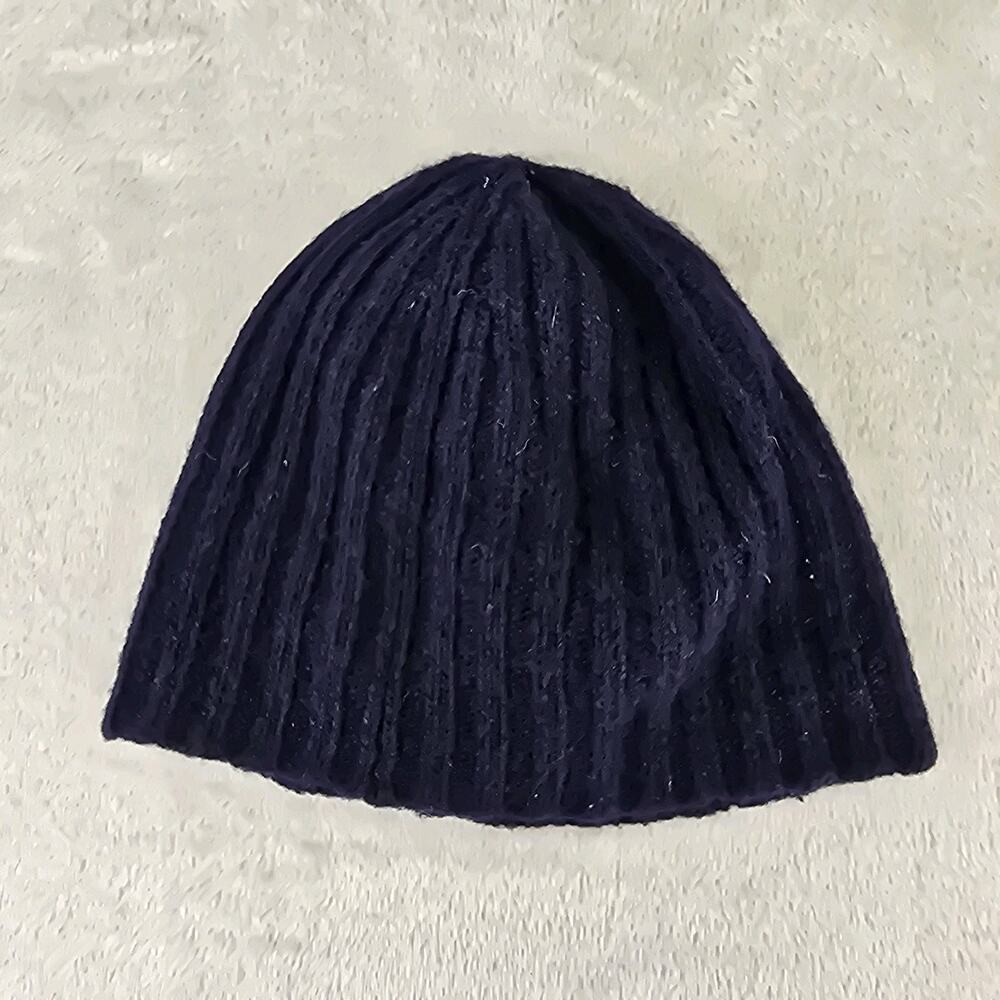 Polo Ralph Lauren Wool Blend Knit Ribbed Kids Baby Beanie Hat Navy Blue Pony - Picture 4 of 4